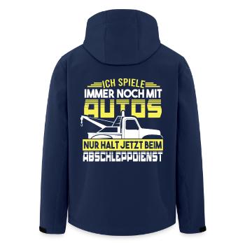 Abschleppdienst Ich spiele immer noch mit Autos - Recycelte Männer Softshell-Jacke von Stanley/Stella - Navy - Hinten - AI Model Male 185 light (185cm)