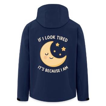 Wenn ich müde aussehe, dann bin ich es auch - Recycelte Männer Softshell-Jacke von Stanley/Stella - Navy - Hinten - AI Model Male 185 light (185cm)