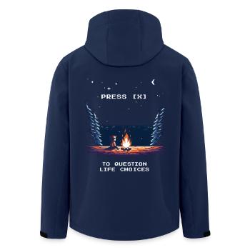 Appuyez sur [X] pour remettre en question les choix de vie Spruch - Veste softshell homme en polyester recyclé Stanley/Stella - marine - Dos - AI Model Male 185 light (185cm)