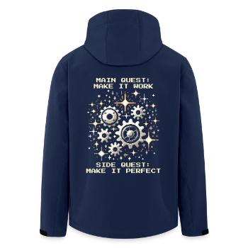 Main Quest Precision Mechanics Perfect Pixel - Men’s Recycled Softshell Jacket by Stanley/Stella - navy - Back - AI Model Male 185 light (185cm)