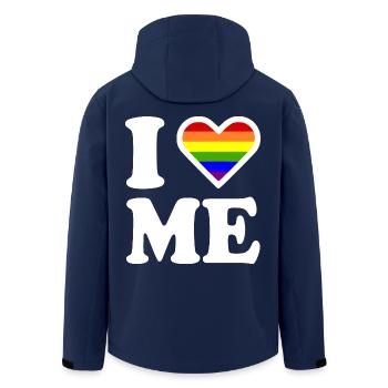 I love me - Men’s Recycled Softshell Jacket by Stanley/Stella - navy - Back - AI Model Male 185 light (185cm)