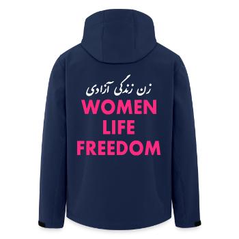 Women life freedom - Recycelte Männer Softshell-Jacke von Stanley/Stella - Navy - Hinten - AI Model Male 185 light (185cm)