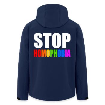 Stop homophobia - Men’s Recycled Softshell Jacket by Stanley/Stella - navy - Back - AI Model Male 185 light (185cm)