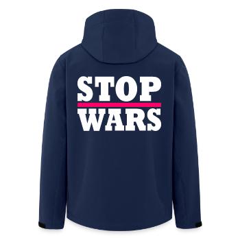 Stop wars - Men’s Recycled Softshell Jacket by Stanley/Stella - navy - Back - AI Model Male 185 light (185cm)