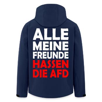 All my friends hate the AfD - Men’s Recycled Softshell Jacket by Stanley/Stella - navy - Back - AI Model Male 185 light (185cm)