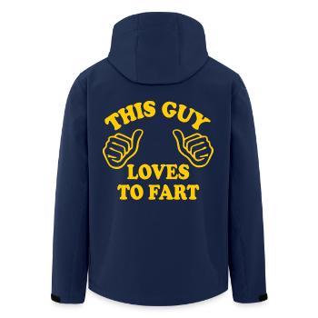 This guy loves to fahrt - Men’s Recycled Softshell Jacket by Stanley/Stella - navy - Back - AI Model Male 185 light (185cm)
