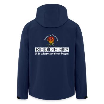 Rhodesia Story Begins Weiß - Recycelte Männer Softshell-Jacke von Stanley/Stella - Navy - Hinten - AI Model Male 185 light (185cm)