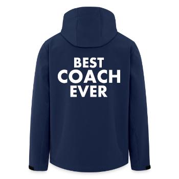Best coach ever - Men’s Recycled Softshell Jacket by Stanley/Stella - navy - Back - AI Model Male 185 light (185cm)