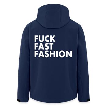 Fuck fast fashion - Recycelte Männer Softshell-Jacke von Stanley/Stella - Navy - Hinten - AI Model Male 185 light (185cm)