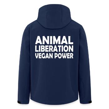 animal liberation Vegan power - Men’s Recycled Softshell Jacket by Stanley/Stella - navy - Back - AI Model Male 185 light (185cm)