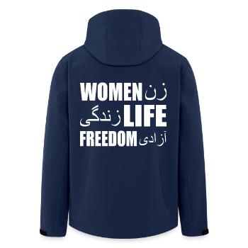 Women life freedom iran - Men’s Recycled Softshell Jacket by Stanley/Stella - navy - Back - AI Model Male 185 light (185cm)