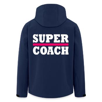 coach - Men’s Recycled Softshell Jacket by Stanley/Stella - navy - Back - AI Model Male 185 light (185cm)