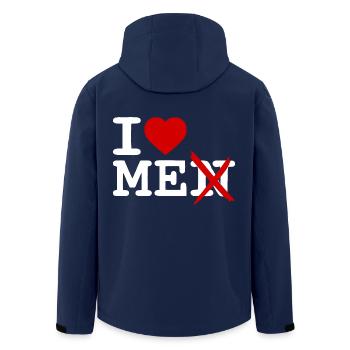 I love me - Men’s Recycled Softshell Jacket by Stanley/Stella - navy - Back - AI Model Male 185 light (185cm)