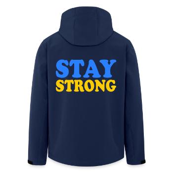 Stay strong - Men’s Recycled Softshell Jacket by Stanley/Stella - navy - Back - AI Model Male 185 light (185cm)