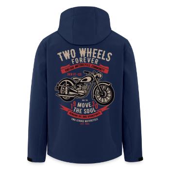 Two Wheels Forever Motorrad - Recycelte Männer Softshell-Jacke von Stanley/Stella - Navy - Hinten - AI Model Male 185 light (185cm)