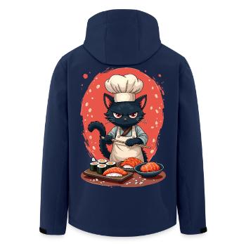 Sushi Chef Katze - Recycelte Männer Softshell-Jacke von Stanley/Stella - Navy - Hinten - AI Model Male 185 light (185cm)