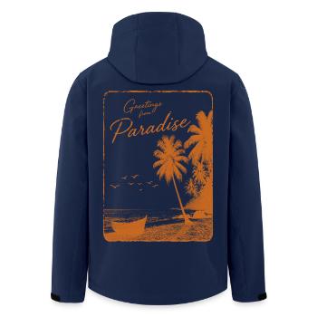 Greetings from Paradise - Men’s Recycled Softshell Jacket by Stanley/Stella - navy - Back - AI Model Male 185 light (185cm)
