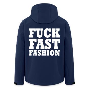 Fuck fast fashion - Recycelte Männer Softshell-Jacke von Stanley/Stella - Navy - Hinten - AI Model Male 185 light (185cm)