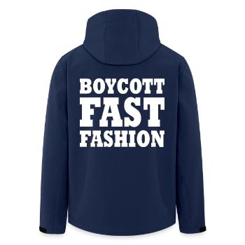 Boycott fast fashion - Recycelte Männer Softshell-Jacke von Stanley/Stella - Navy - Hinten - AI Model Male 185 light (185cm)