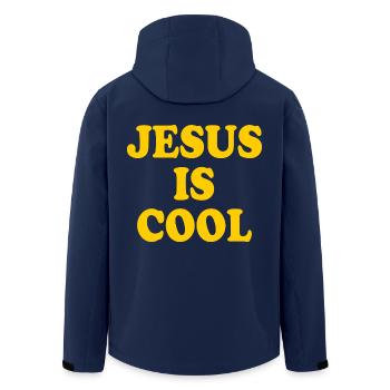 Jesus is cool - Men’s Recycled Softshell Jacket by Stanley/Stella - navy - Back - AI Model Male 185 light (185cm)