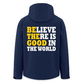 believe there is good in the world - Men’s Recycled Softshell Jacket by Stanley/Stella - navy - Back - AI Model Male 185 light (185cm)