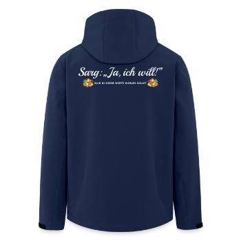 Sarg Ja, ich will, lustiger Spruch JGA, Heirat - Recycelte Männer Softshell-Jacke von Stanley/Stella - Navy - Hinten - AI Model Male 185 light (185cm)