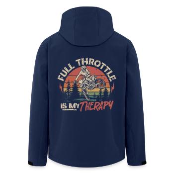 Full Throttle Is My Therapy - Motocross Saying - Men’s Recycled Softshell Jacket by Stanley/Stella - navy - Back - AI Model Male 185 light (185cm)