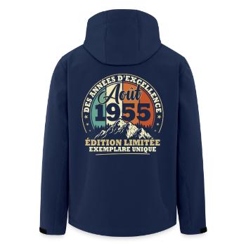 Vintage Août 1955 Vintage Cadeau Anniversaire - Veste softshell homme en polyester recyclé Stanley/Stella - marine - Dos - AI Model Male 185 light (185cm)