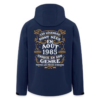 Vintage Août 1985 Cadeau Anniversaire Rétro - Veste softshell homme en polyester recyclé Stanley/Stella - marine - Dos - AI Model Male 185 light (185cm)