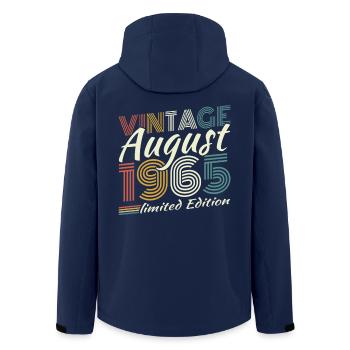 August 1965 Retro Vintage Birthday Gift - Men’s Recycled Softshell Jacket by Stanley/Stella - navy - Back - AI Model Male 185 light (185cm)