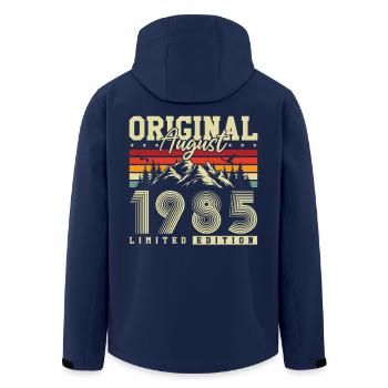 Original août 1985 Vintage Anniversaire Rétro - Veste softshell homme en polyester recyclé Stanley/Stella - marine - Dos - AI Model Male 185 light (185cm)
