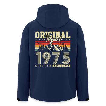 Original August 1975 Jahrgang Geburtstag Retro - Recycelte Männer Softshell-Jacke von Stanley/Stella - Navy - Hinten - AI Model Male 185 light (185cm)