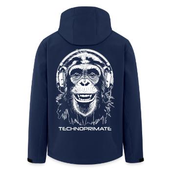 Techno Primate Kopfhörer Ape Art #2 Weiß - Recycelte Männer Softshell-Jacke von Stanley/Stella - Navy - Hinten - AI Model Male 185 light (185cm)