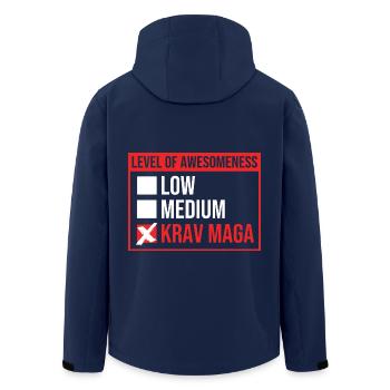 Krav Maga - Recycelte Männer Softshell-Jacke von Stanley/Stella - Navy - Hinten - AI Model Male 185 light (185cm)