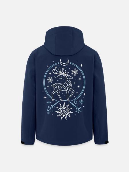 Yule Hirsch mit Sonne, Mond und Geweih - Recycelte Männer Softshell-Jacke von Stanley/Stella - Navy