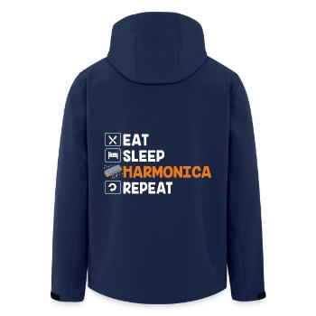 Mundharmonika Volksmusik Volksfest - Recycelte Männer Softshell-Jacke von Stanley/Stella - Navy - Hinten - AI Model Male 185 light (185cm)