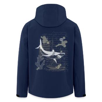 Vintage Steampunk Nautik Design Hai - Recycelte Männer Softshell-Jacke von Stanley/Stella - Navy - Hinten - AI Model Male 185 light (185cm)