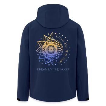 Love By The Sun Dream By The Moon Boho Geschenk - Recycelte Männer Softshell-Jacke von Stanley/Stella - Navy - Hinten - AI Model Male 185 light (185cm)
