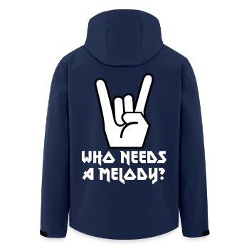 French Friesfork Metal Hand Funny WHO NEEDS A MELODY? - Men’s Recycled Softshell Jacket by Stanley/Stella - navy - Back - AI Model Male 185 light (185cm)