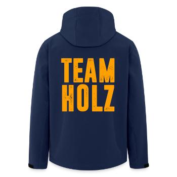 TEAM HOLZ / WALD / KETTENSÄGE / GESCHENK - Recycelte Männer Softshell-Jacke von Stanley/Stella - Navy - Hinten - AI Model Male 185 light (185cm)