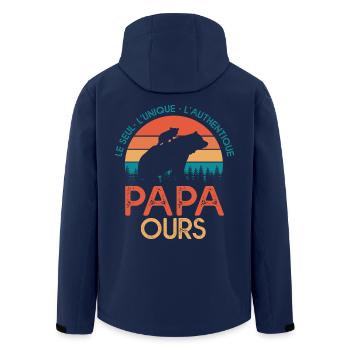 papa ours cadeau papa tshirt papa ours - Veste softshell homme en polyester recyclé Stanley/Stella - marine - Dos - AI Model Male 185 light (185cm)