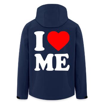 I love me - Men’s Recycled Softshell Jacket by Stanley/Stella - navy - Back - AI Model Male 185 light (185cm)