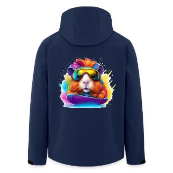 Cool guinea pig snowboard surfboard - Men’s Recycled Softshell Jacket by Stanley/Stella - navy - Back - AI Model Male 185 light (185cm)