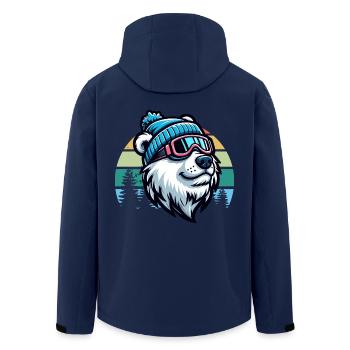 Ski Bear Polar Bear Ski Goggles Retro Skiing Ski Vacation - Men’s Recycled Softshell Jacket by Stanley/Stella - navy - Back - AI Model Male 185 light (185cm)