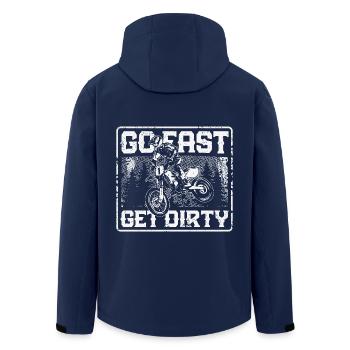 Fahre schnell werde schmutzig - Motocross Spruch - Recycelte Männer Softshell-Jacke von Stanley/Stella - Navy - Hinten - AI Model Male 185 light (185cm)