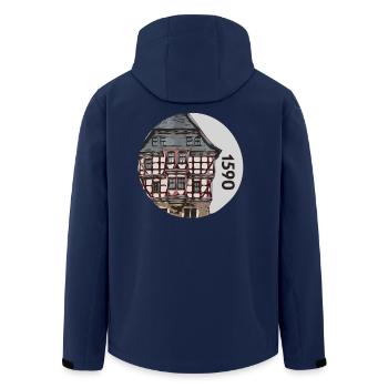 1590 Hochzeitshaus Fritzlar Germany - Recycelte Männer Softshell-Jacke von Stanley/Stella - Navy - Hinten - AI Model Male 185 light (185cm)