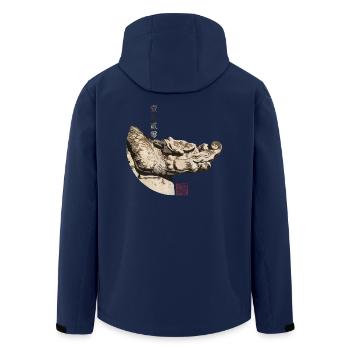 Chinese Dragon in Himmelstempel_Chi 1420 - Men’s Recycled Softshell Jacket by Stanley/Stella - navy - Back - AI Model Male 185 light (185cm)
