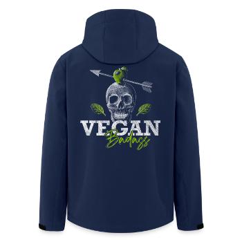 Vegan Badass - Vegan Skull - Veggie Gangster - Men’s Recycled Softshell Jacket by Stanley/Stella - navy - Back - AI Model Male 185 light (185cm)