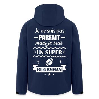 Super Rugbyman Sport Humor Rugby - Recycelte Männer Softshell-Jacke von Stanley/Stella - Navy - Hinten - AI Model Male 185 light (185cm)