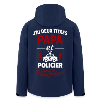 Vater-und-Polizist-Weihnachts-Vatertagsgeschenk-Idee - Recycelte Männer Softshell-Jacke von Stanley/Stella - Navy - Hinten - AI Model Male 185 light (185cm)
